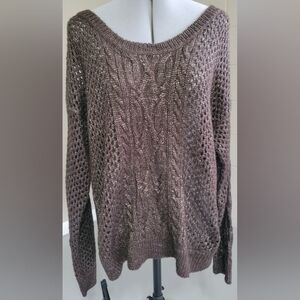 Nice Apt. 9 Crocheted Knit Mocha Sweater, Sz S!